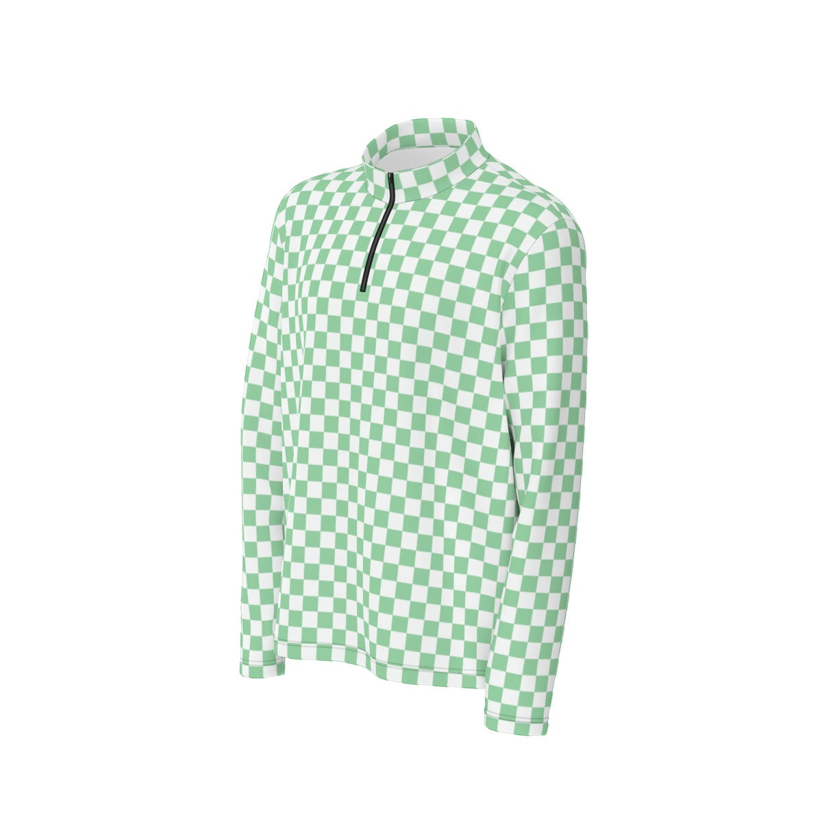 Checkered Green Quarter Zip Pullover