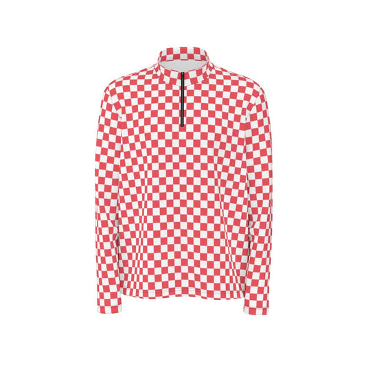Checkered Red Quarter Zip Pullover