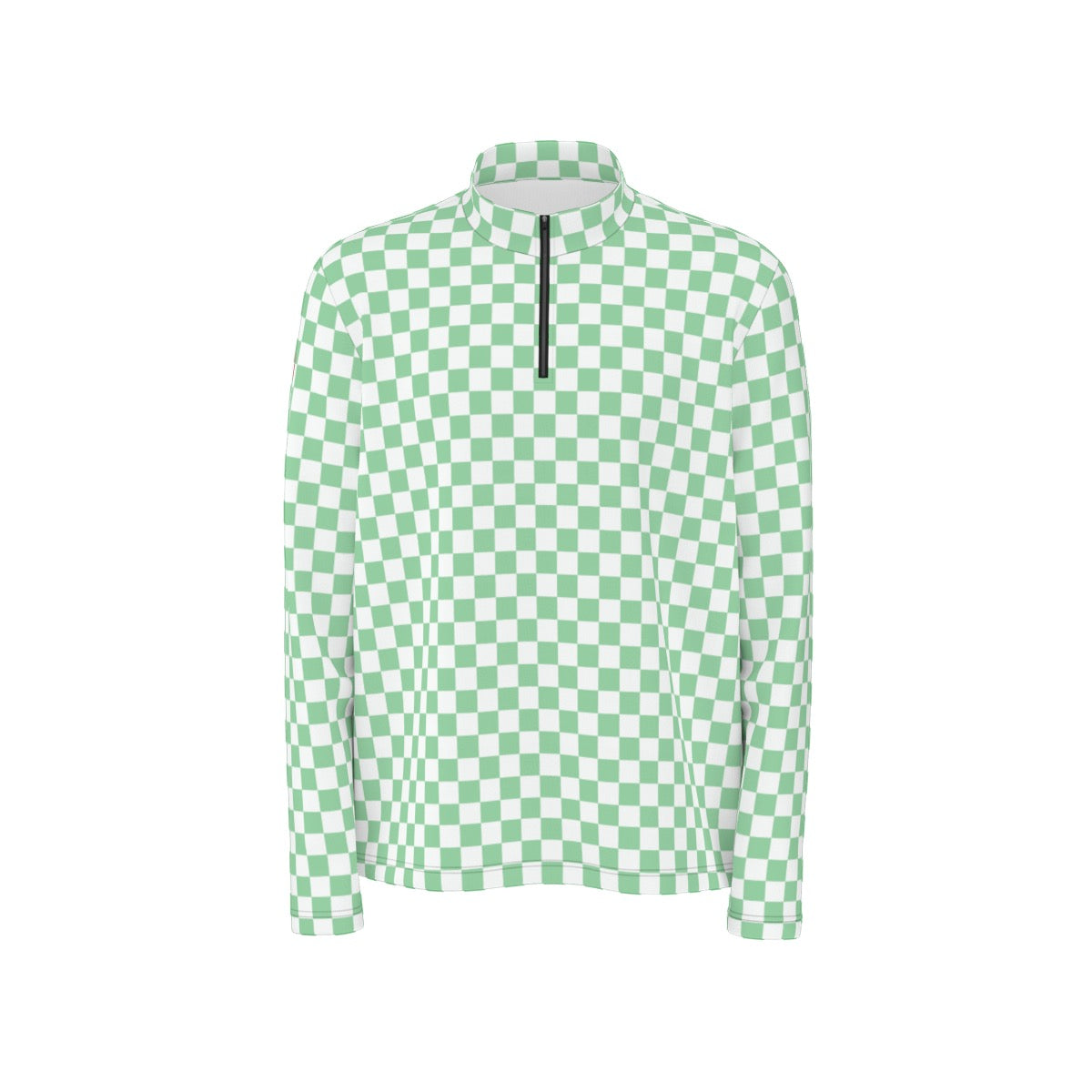 Checkered Green Quarter Zip Pullover