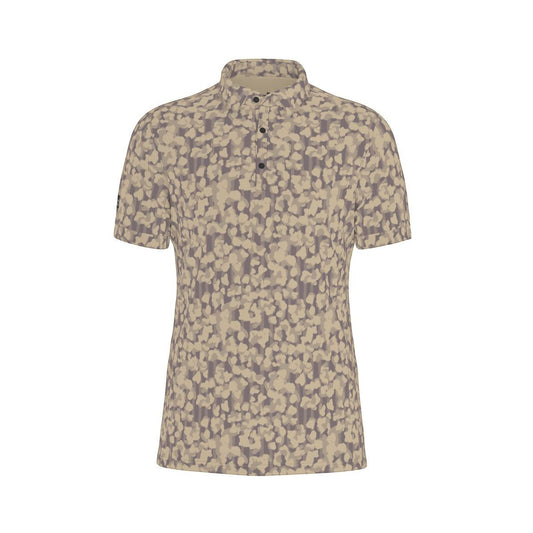 Green Whisper polo casual sports shirt with breathable, skin-friendly fabric and abstract beige pattern
