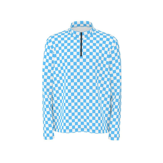 Checkered Blue Quarter Zip Pullover